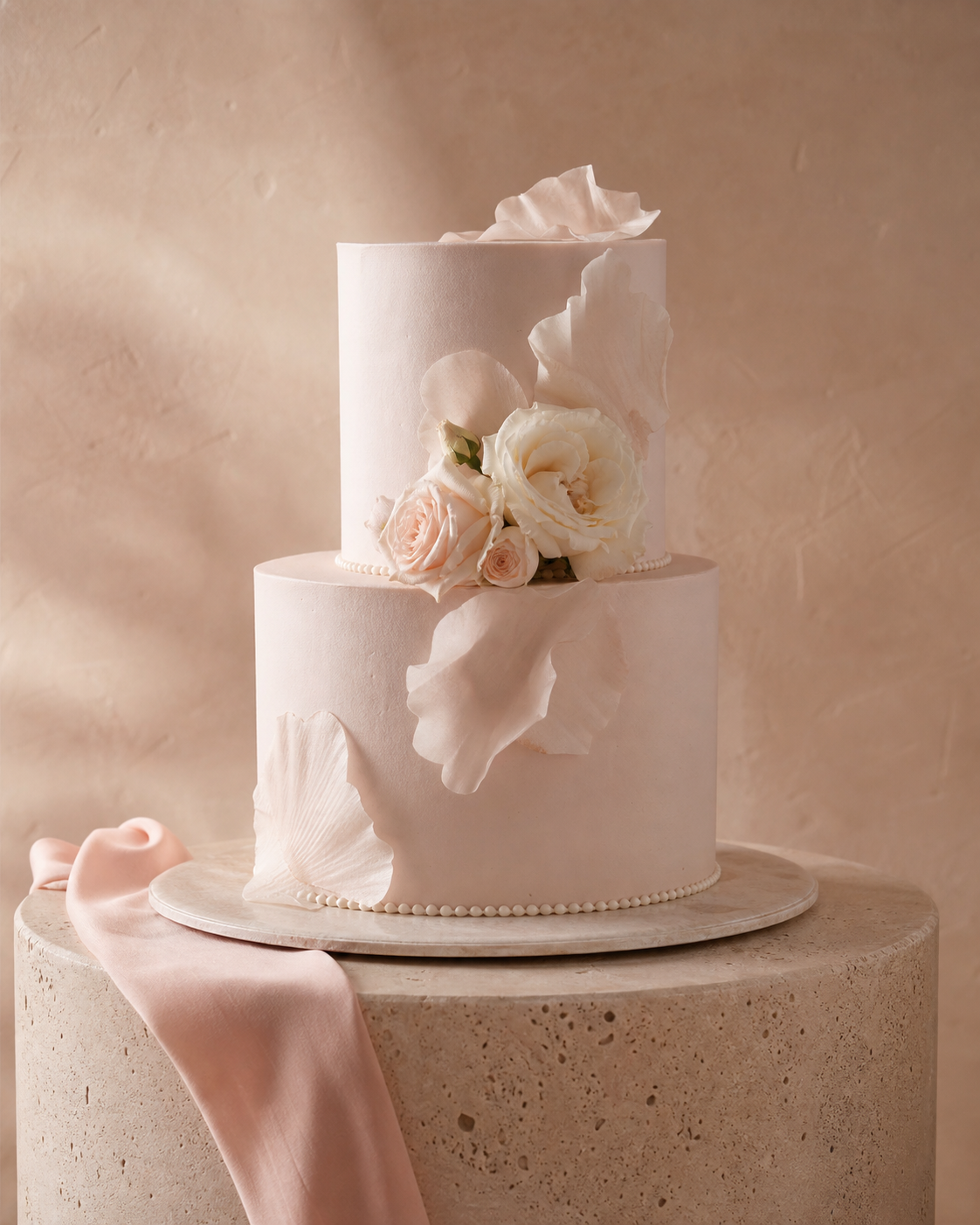 Blush engagement cake